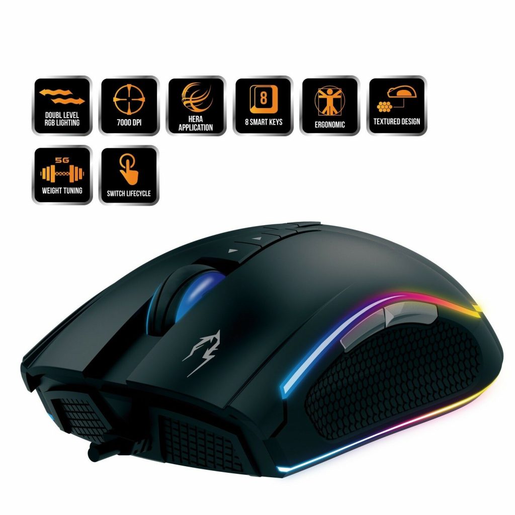 Gamdias ZEUS M1 RGB optical weighted wired mouse upto 7000 dpi