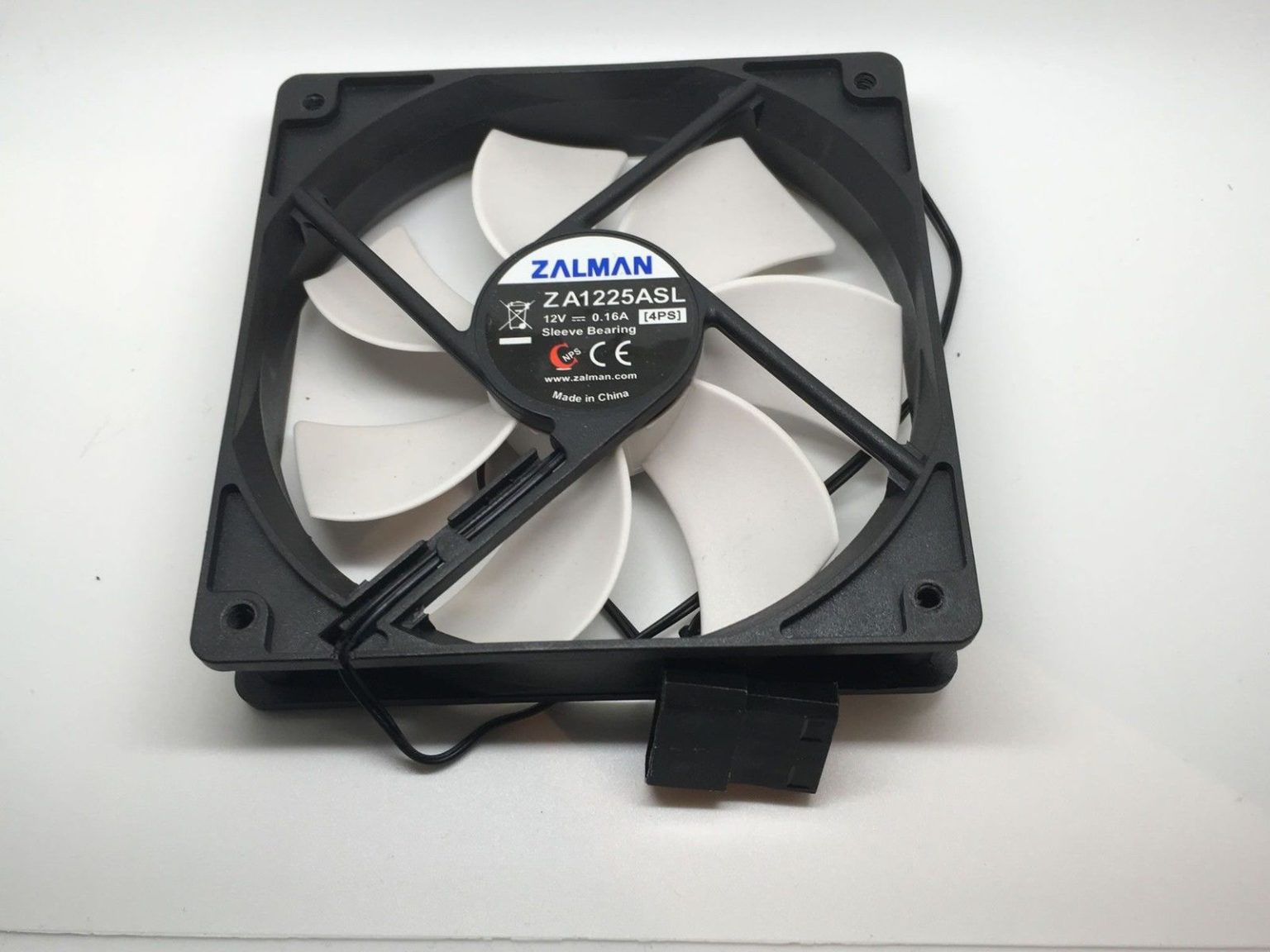 ZALMAN BLACK (white blades) ZA1225ASL 12cm 120mm case fan 4 pin molex ...