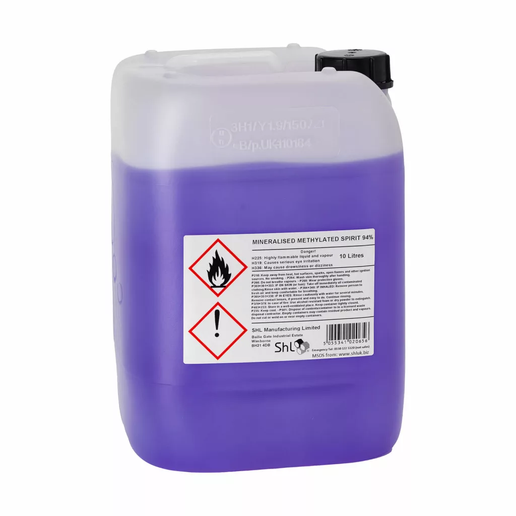 SHL 10 Litre (10000ml) High Quality 94% Methylated Spirits (Denatured Alcohol)